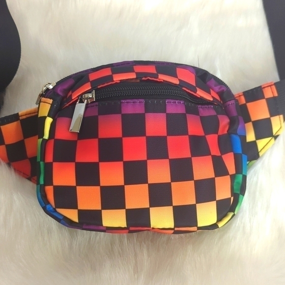 Multi-Colored Checkered Mini Belt Bag - Picture 3 of 8